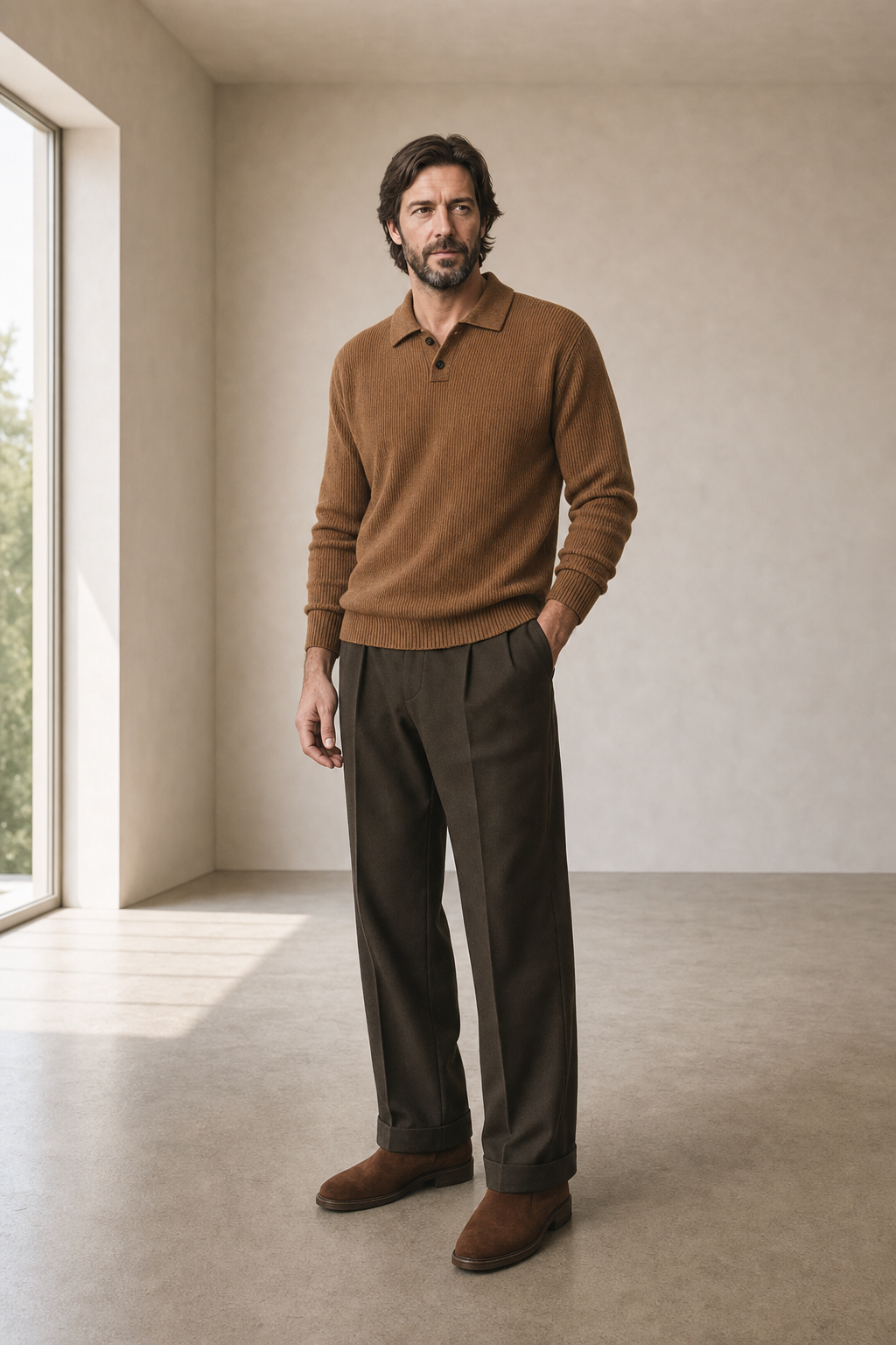 Toffee Royal Alpaca Polo Sweater — Puriq