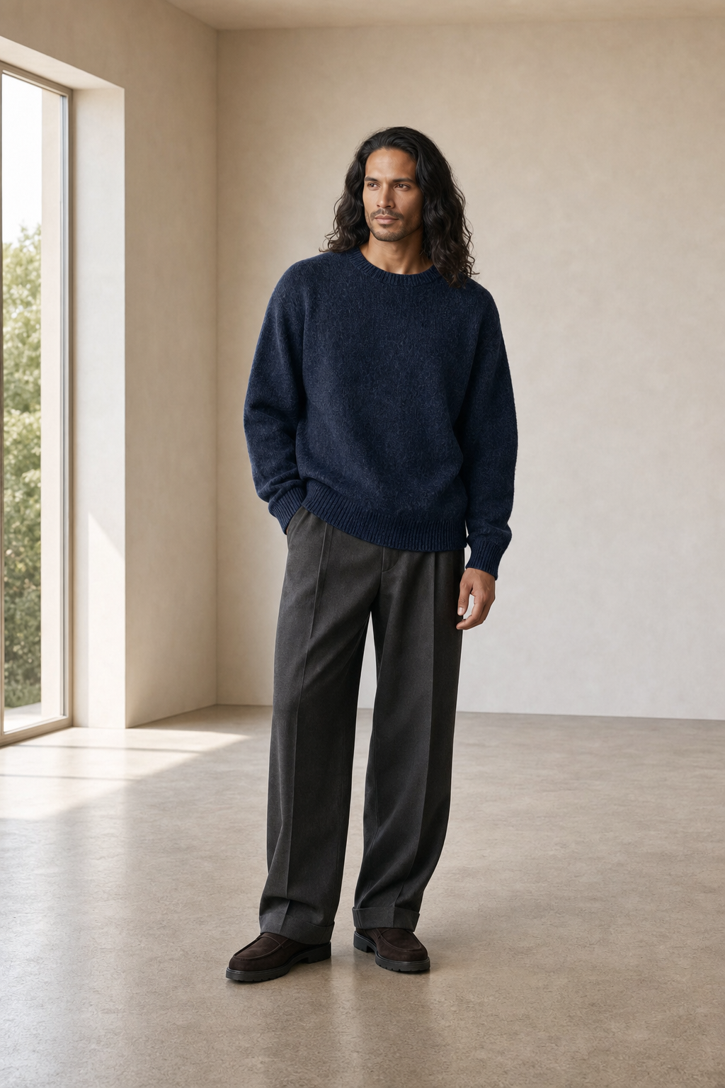 Royal Alpaca Indigo Crew Neck Sweater — Illa