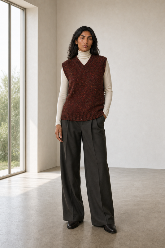 Burgundy Baby Alpaca V-Neck Vest — Puka