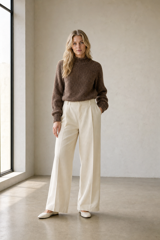 Alpaca Merino Blend Umber Mock Neck Sweater — Sinchi